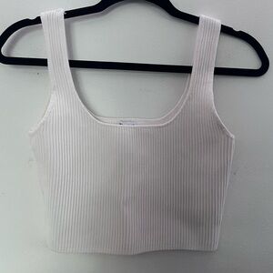 Princess Polly White Ribbed Square Neck Crop Tank